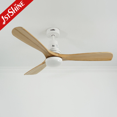 52" Led Ceiling Fan Wood Blade Ac Motor Low Noise 3 Speeds Remote Control