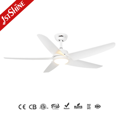 White Ceiling Fan With Light 5 Plastic Blade DC Motor Energy Saving