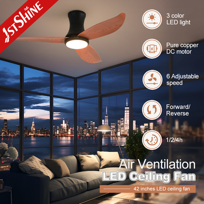 ABS Blade Flush Mount Ceiling Fan With Light 6 Speed Remote Control