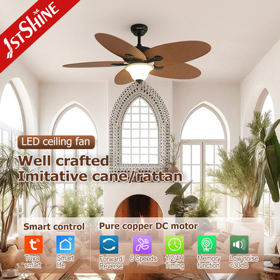 52 Inches DC Motor Tropical Style Decorative Ceiling Fan Remote Control 5 Blades Ceiling Fan