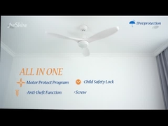 Водоустойчивый потолочный вентилятор с потолочным вентилятором приведенным светлых лезвий мотора 3 DC пластиковых белым