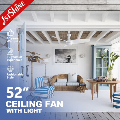 Качество 52 дюймовый современный белый пластиковый потолочный вентилятор с лопастями ABS и тихим двигателем постоянного тока с интегрированным светодиодным светильником Фабрика
